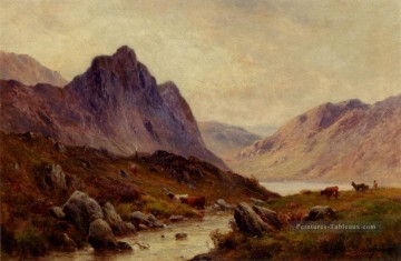  alfred Tableaux - Falcon Craig Derwentwater Paysage Alfred de Breanski Snr Montagne